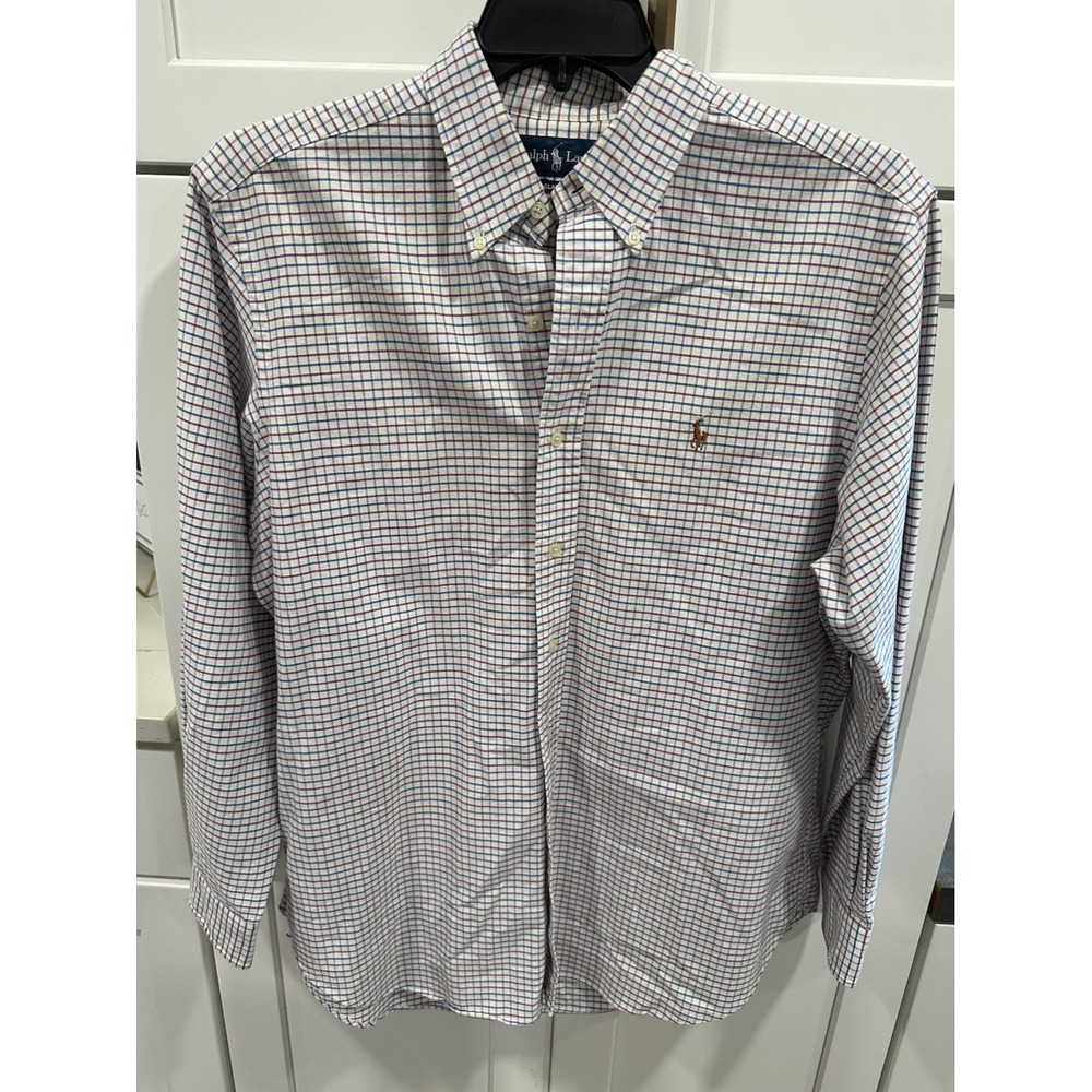 Ralph Lauren Mens Classic‎ Fit Plaid Checkered Button Down Dress Shirt 16 1/2